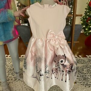 H&M Pink Deer Print Formal Kids Dress